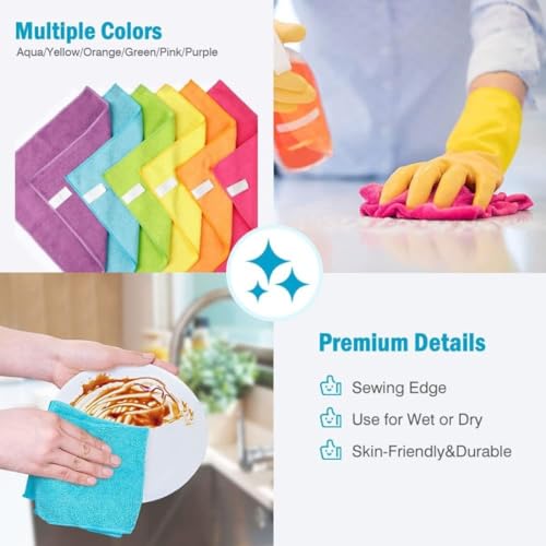 HOMEXCEL Microfiber Cleaning Cloth | 250 GSM - (40cm x 40cm) - Kitchen Towels, Multipurpose Microfiber Car Cleaning Cloth for Scratchless Washing and Detailing (Set of 10) - Image 4