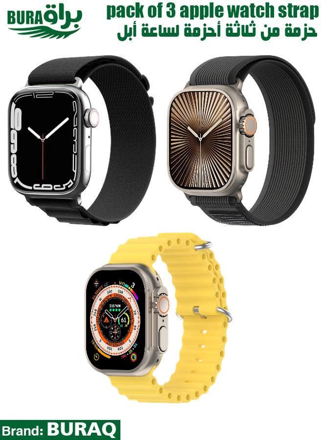 BURAQ Apple Watch Band Strap For Apple Watch Ultra 2/Ultra 49mm, Series 10 46mm, 9/8/7 45mm, SE2/SE/6/5/4 44mm, 3/2/1 42mm 