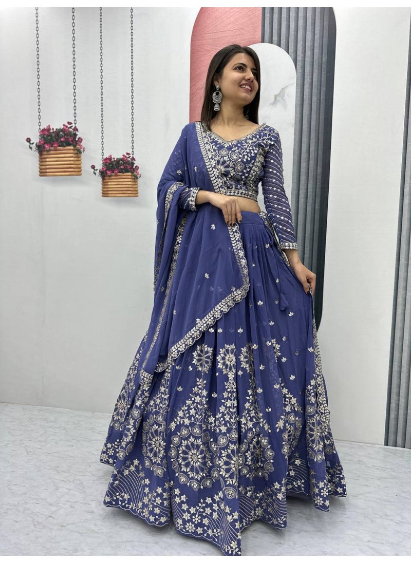 Super Asian Designer Heavy Faux Georgette Embroidered Lehenga Choli Set for Women – Fully Stitched with Dupatta  - Image 2