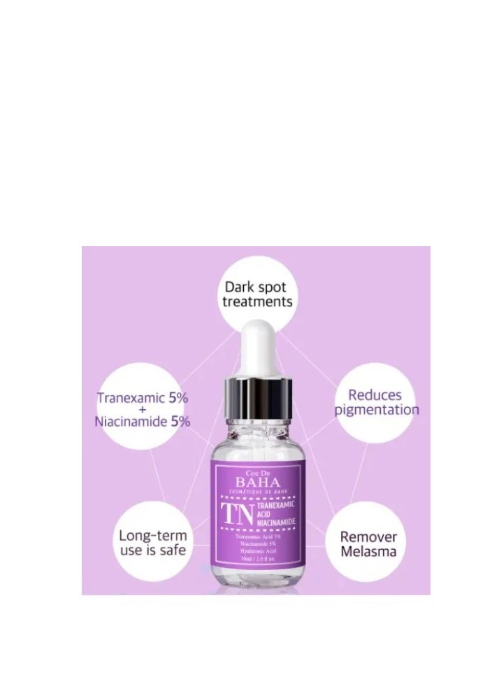 Cos De BAHA - Cos De Baha Tranexamic Acid 5% Serum with Niacinamide 5% ,30 ml - Helps to Reduce the Look of Hyper-Pigmentation, Discoloration, Dark Spots, Remover Melasma - Image 1
