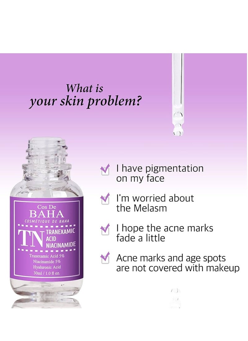 Cos De BAHA - Cos De Baha Tranexamic Acid 5% Serum with Niacinamide 5% ,30 ml - Helps to Reduce the Look of Hyper-Pigmentation, Discoloration, Dark Spots, Remover Melasma - Image 1