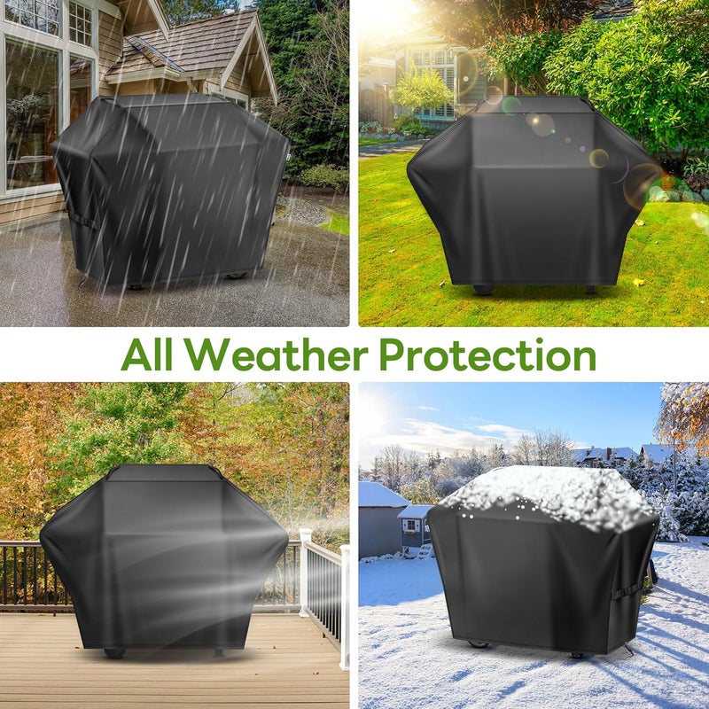 Mepple Heavy Duty BBQ Grill Cover for Outdoor Grill,Three Layer Waterproof UV Resistant 420D,Fade Resistant with Adjustable Straps,Windproof Gas Grill Cover for Outside,60" L x 23" W x 43" H, Black - Image 2