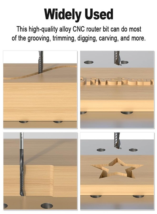 FIVEPEARS بت التوجيه الحلزوني FivePears Up Cut لآلات CNC مع طلاء Extreme Life، قطر القطع 1/8 بوصة، طول القطع 3/4 بوصة، ساق 1/8 بوصة، مطحنة طرفية من الكربيد للنحت على الخشب والنقش والطحن والحفر... - Image 3
