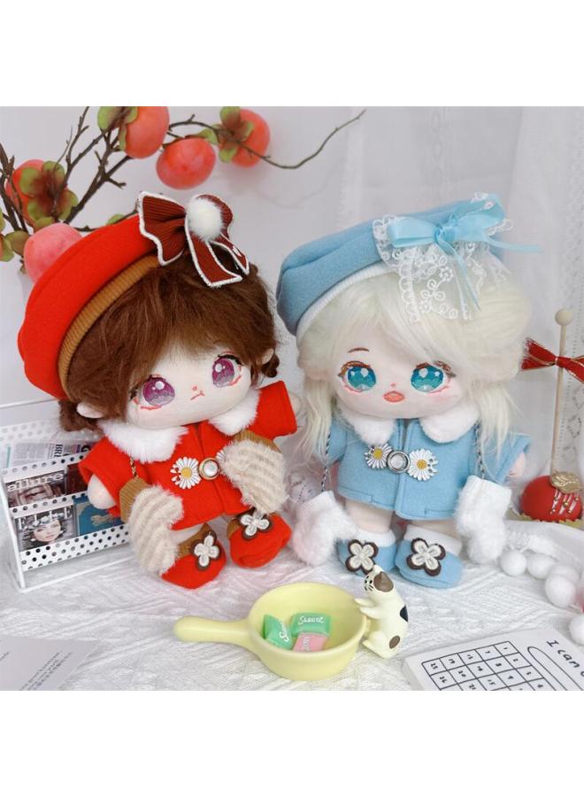 Spot 20cm Cotton Doll Plush Toy Baby Clothes Year Warm Winter Love Song Woolen Changeable Humanoid Doll-Color:Caramel With Skeleton - Image 3