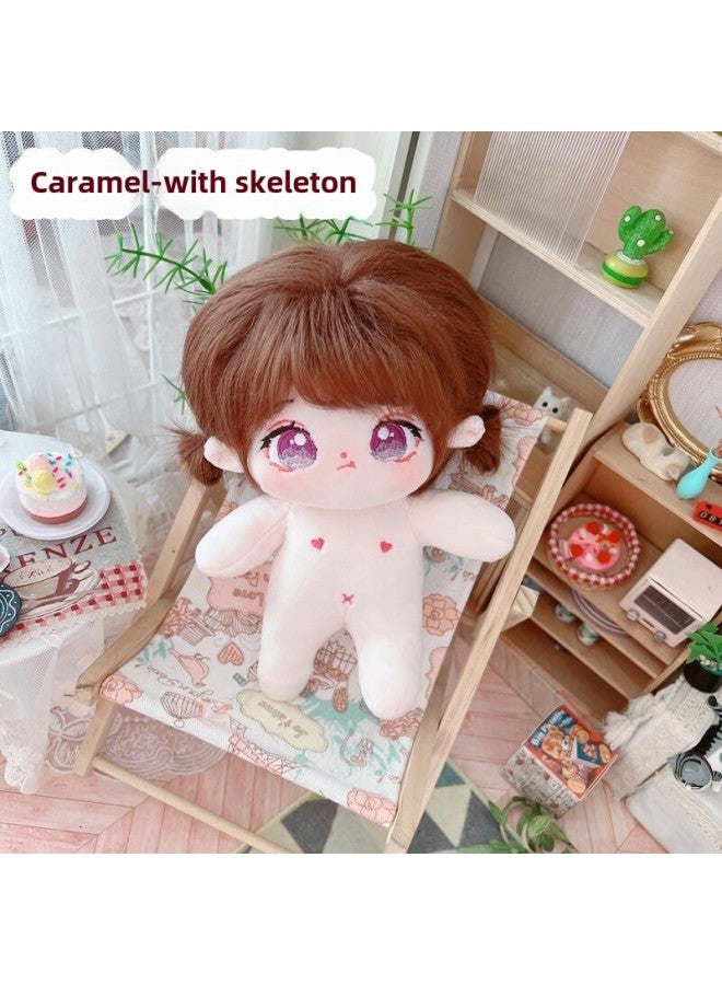 Spot 20cm Cotton Doll Plush Toy Baby Clothes Year Warm Winter Love Song Woolen Changeable Humanoid Doll-Color:Caramel With Skeleton - Image 1