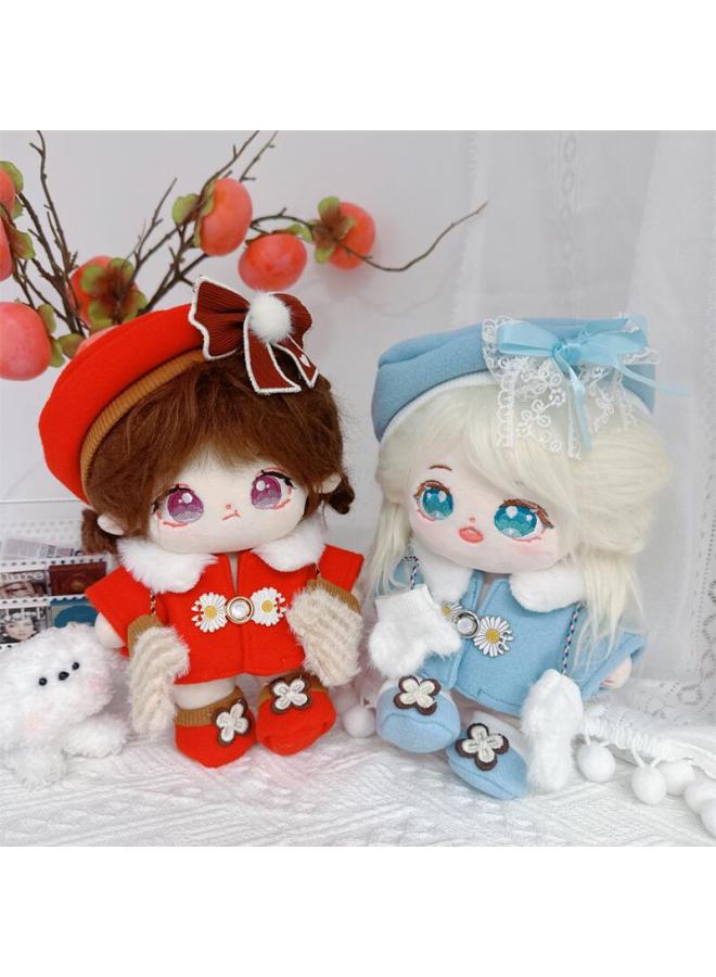 Spot 20cm Cotton Doll Plush Toy Baby Clothes Year Warm Winter Love Song Woolen Changeable Humanoid Doll-Color:Caramel With Skeleton - Image 2