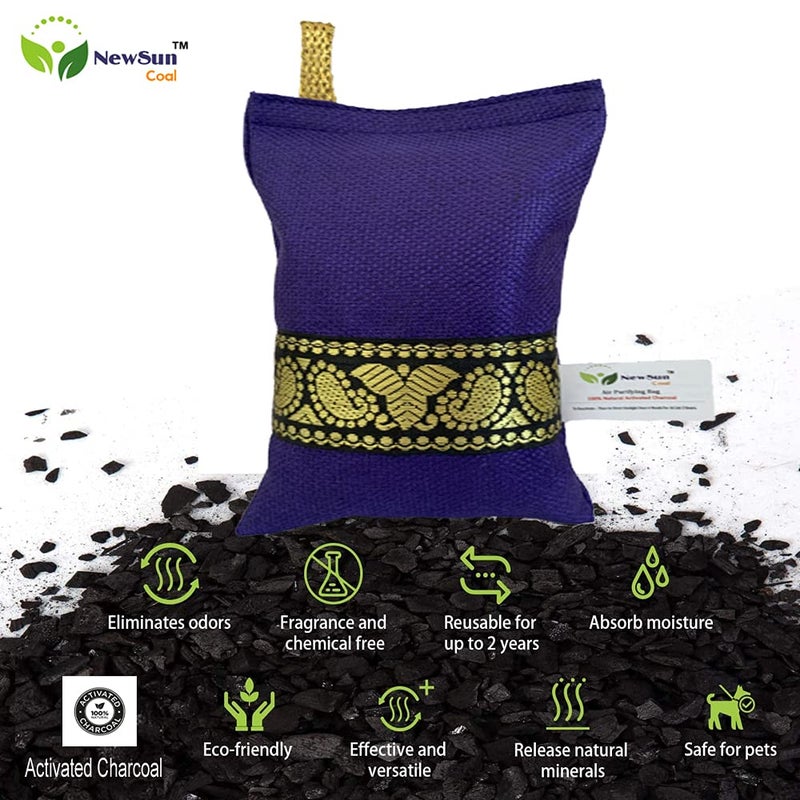 NewSun NewSun Activated Charcoal Air Purifying Bag 2Pack of200G Decorative Natural Pure Odor Absorber for the Home Office and Car Scent Free Family and Pet safe Violet  - Image 3