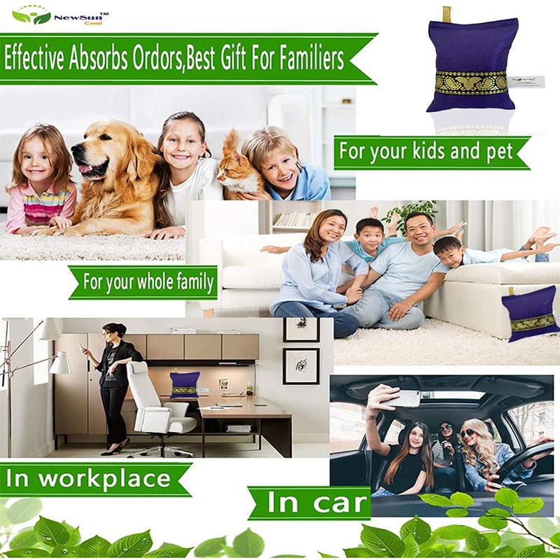NewSun NewSun Activated Charcoal Air Purifying Bag 2Pack of200G Decorative Natural Pure Odor Absorber for the Home Office and Car Scent Free Family and Pet safe Violet  - Image 5