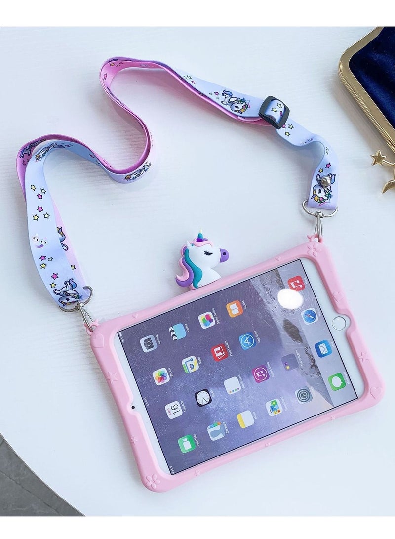 Captaintech Unicorn Ipad pro cover for iPad Mini 5/4, iPad 7th Generation 2019/iPad 8th Generation 2020, with Carrying Strap Adjustable Stand Shockproof Shockproof For iPad 10.2" 2020/2019, Pink - Image 1