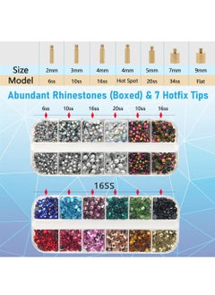 SYOSI Hotfix Rhinestone Applicator Tool, DIY Hot Fix Rhinestone Setter for Bedazzler Kit with Rhinestones for Crafts, 15 Color Rhinestone, 7 Tips, Tweezers, Pencil, Brush  - Image 4