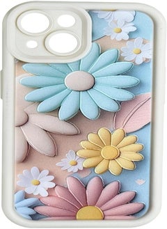 Silicon TPU Case Camera Protection with 3D Cheerful Prints For Apple iPhone 15 6.1 Inch (Colorful Flowers)