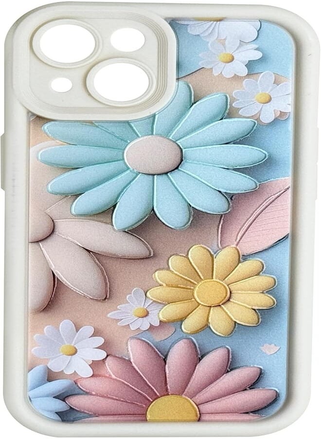 Generic - Silicon TPU Case Camera Protection with 3D Cheerful Prints For Apple iPhone 15 6.1 Inch (Colorful Flowers) - Image 1