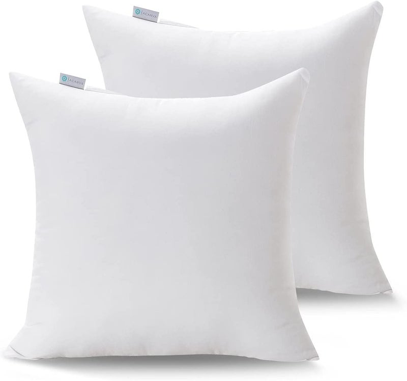 Acanva Decorative Throw Pillow Inserts for Sofa, Bed, Couch and Chair, Square Euro Sham Form Stuffer with Premium Polyester Microfiber, 18" L x 18" W, White - Image 1
