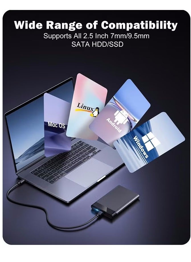 2.5'' External Hard Drive Enclosure, 6Gbps USB C 3.1 Gen 2 to SATA III Tool-Free External Hard Drive Case for 7mm/9.5mm 2.5 inch SSD HDD with UASP, Compatible with WD Toshiba Samsung PS4 Xbox  - Image 3