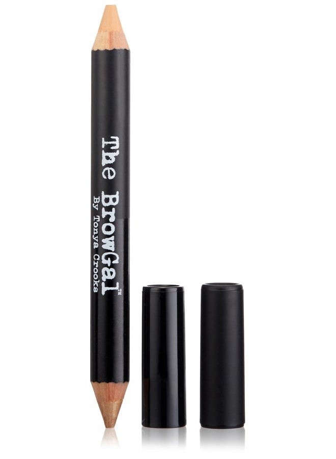 The BrowGal 2 in 1 Double Head Highlighter & Concealer Pencil-02 - Gradient Effect Eyebrow Makeup, Lifting and Highlighting Eyebrows, Natural Looking Brows, Smudge Proof & Anti-Fade - "Gold/Nude" - Image 1