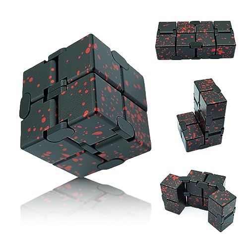 DOLASEV Infinity Cube Metal Fidget Toys Adults Fidget Toys for Kids 812 Adult Fidgets for Anxiety and Stress Stocking Stuffers for Kids Teens Black Red - Image 1
