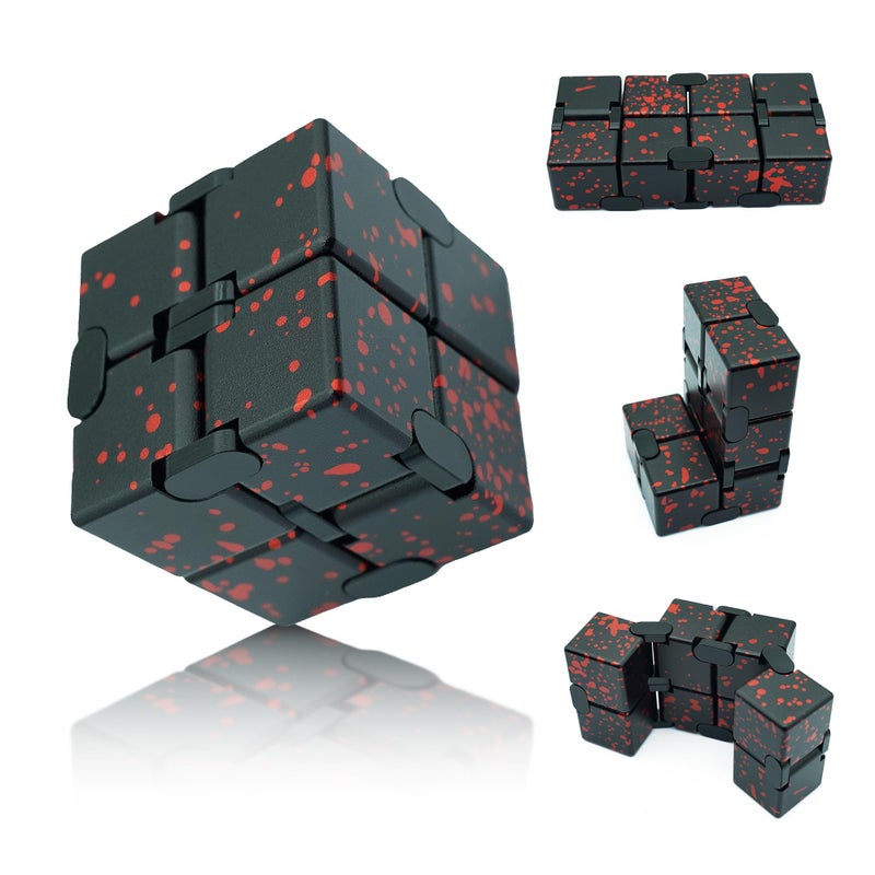 DOLASEV Infinity Cube Metal Fidget Toys Adults Fidget Toys for Kids 812 Adult Fidgets for Anxiety and Stress Stocking Stuffers for Kids Teens Black Red - Image 3
