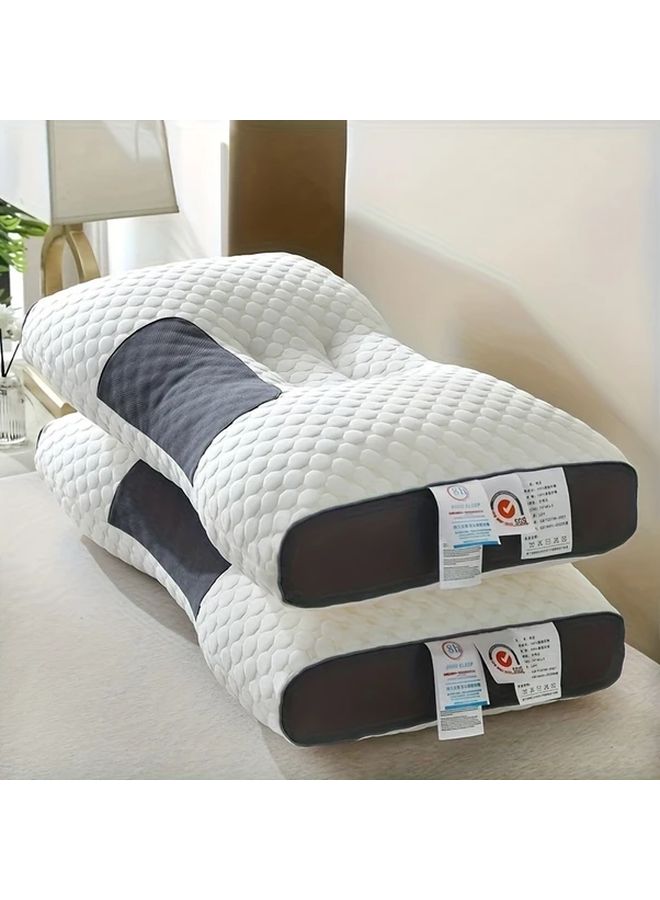 Ergonomic Neck Pillow For Back Sleepers White 27 55in Hand Washable Allergy Free Polyester - Image 1