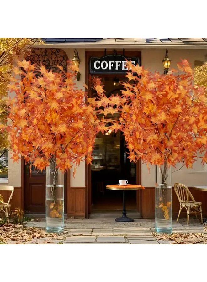 1pc Orange Red Maple Leaf Artificial Plant Indoor Outdoor Decor - Image 4