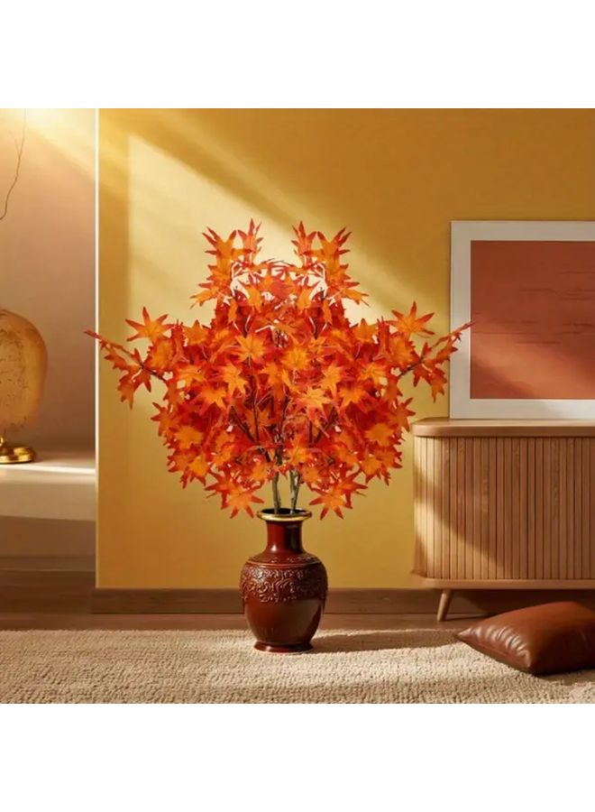 1pc Orange Red Maple Leaf Artificial Plant Indoor Outdoor Decor - Image 5
