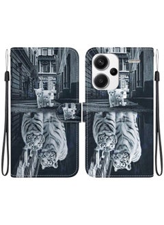 Case Cover For Xiaomi Redmi Note 13 Pro+ 5G Crystal Texture Colored Drawing Leather Phone Case Cat Tiger Reflection