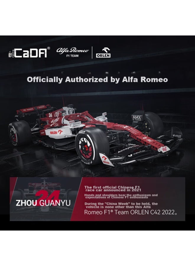 Cada Building Block Racing Car Toy, Assembly Alpha Romeo F1 Race Car 1：8 C42, Boys' Holiday Gift - Image 2