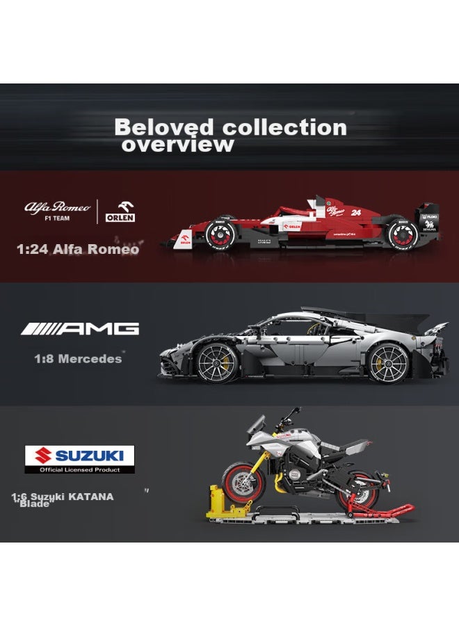 Cada Building Block Racing Car Toy, Assembly Alpha Romeo F1 Race Car 1：8 C42, Boys' Holiday Gift - Image 4