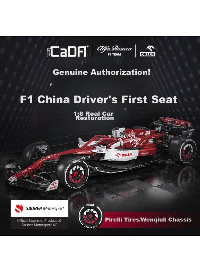Cada Building Block Racing Car Toy, Assembly Alpha Romeo F1 Race Car 1：8 C42, Boys' Holiday Gift - Image 1