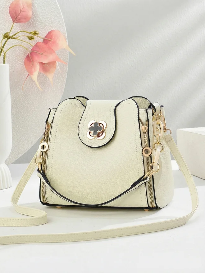 Take Two Solid Zip Detail Handbag with Adjustable Strap