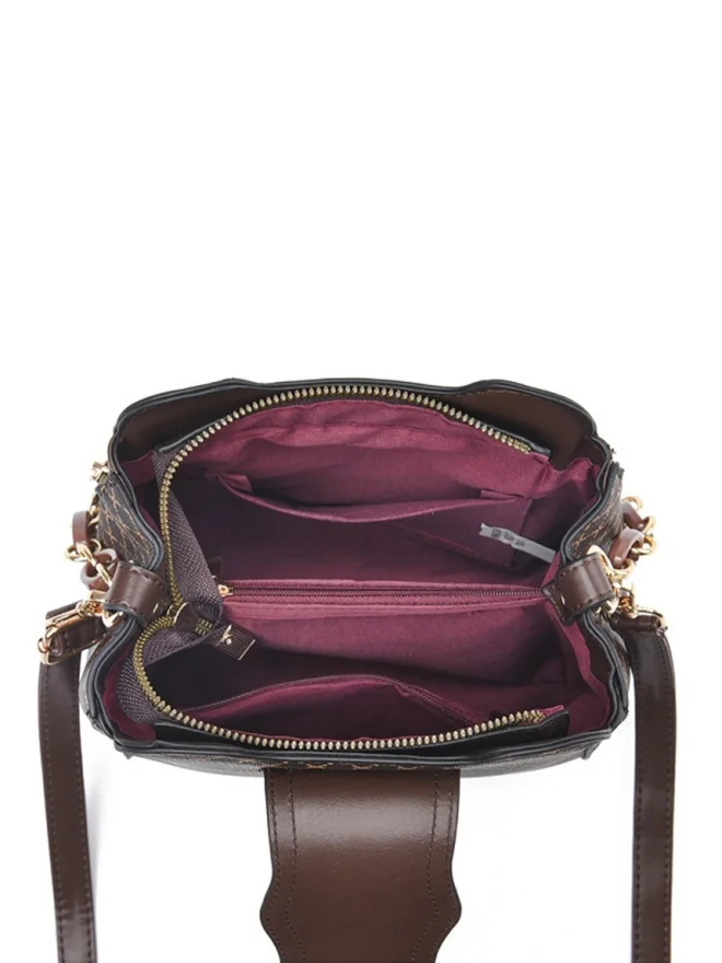 Take Two  Solid Zip Detail Handbag with Adjustable Strap for Women | Best Price UAE