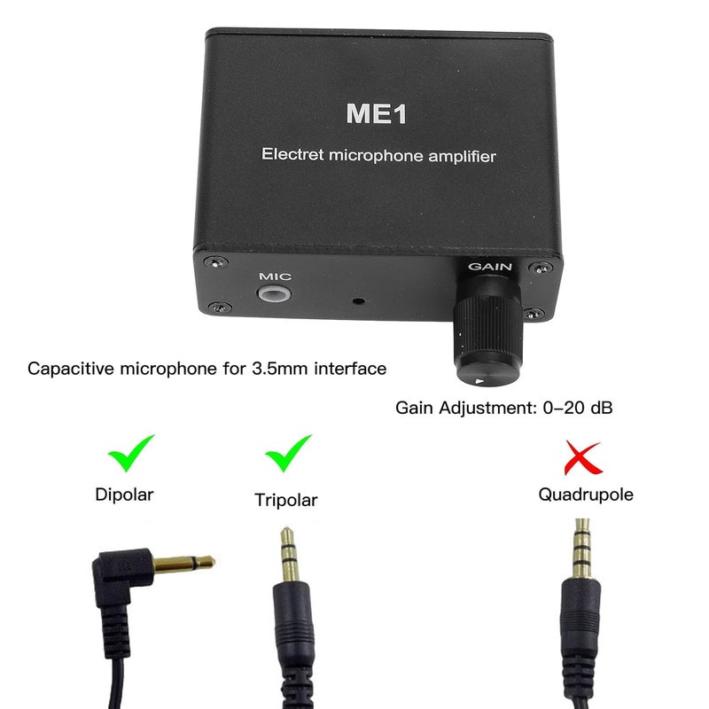 Electret Microphone Amplifier Adjustable Gain 0 20dB Preamplifier 3 5mm Input - Image 4