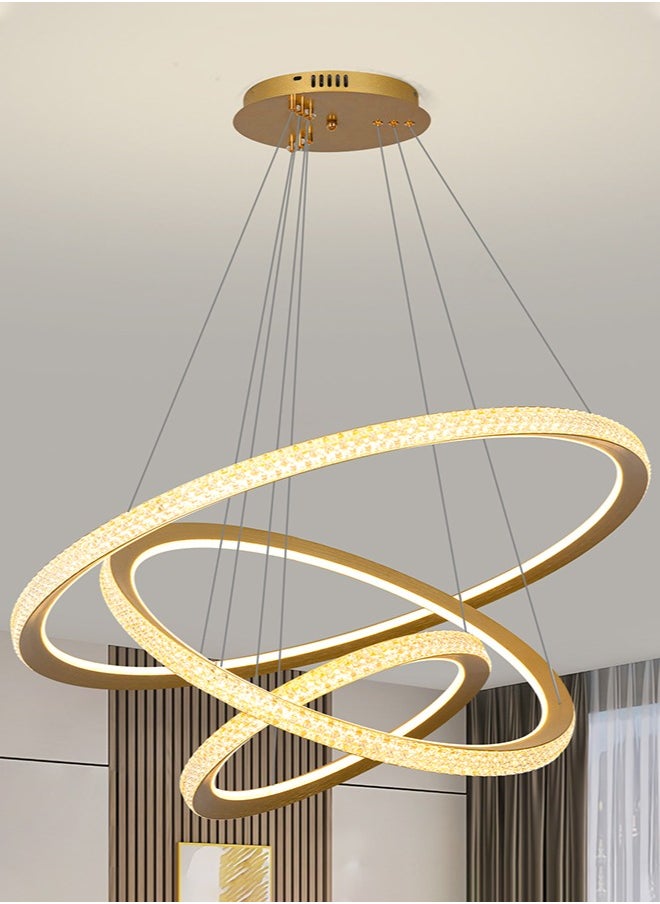 YATAI LIGHTING Modern LED Chandelier Gold Ring Chandelier Light Fixture Gold Pendant Light 3 Ring Chandelier with Adjustable Height Color Changing Chandelier for Dining Room Living Room Bedroom,193W 