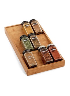 Hihonor Spice Drawer Organzier Bamboo Spice Rack Tray Insert for Cabinet Drawer Countertop, Kitchen Seasoning Storage Drawer Organization  - Image 1