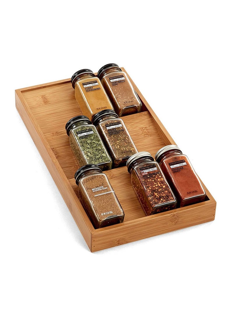 Hihonor - Spice Drawer Organzier Bamboo Spice Rack Tray Insert for Cabinet Drawer Countertop, Kitchen Seasoning Storage Drawer Organization - Image 1