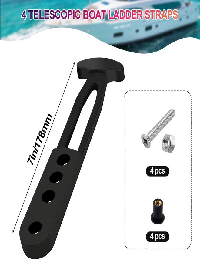 YRMJ 4 Pack Boat Telescoping Ladder Rubber Strap Boarding Fixed Lock Belt Adjustable 4-Hole Installation for Pontoon Boat Yacht Roof RV Folding Ladder - Image 5