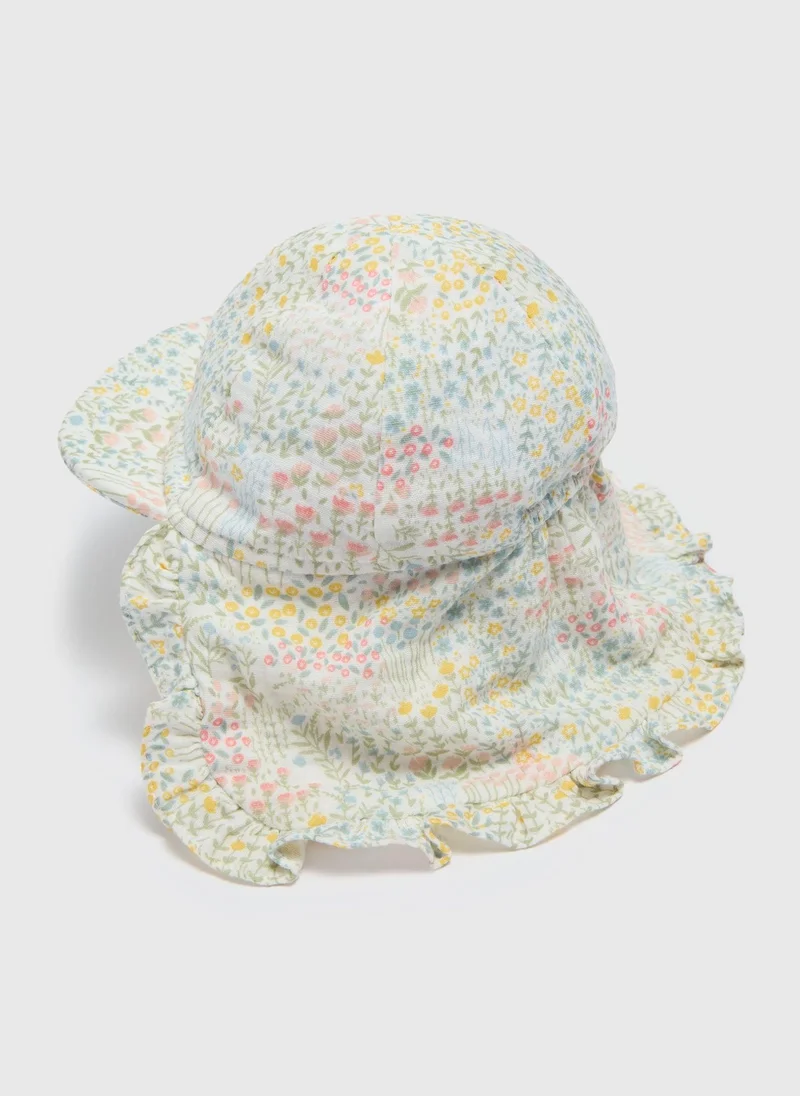 Matalan Baby Sage Crinkle Stripe Bucket Hat