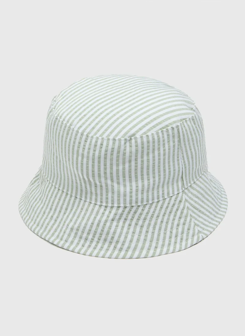 Matalan Baby Sage Crinkle Stripe Bucket Hat