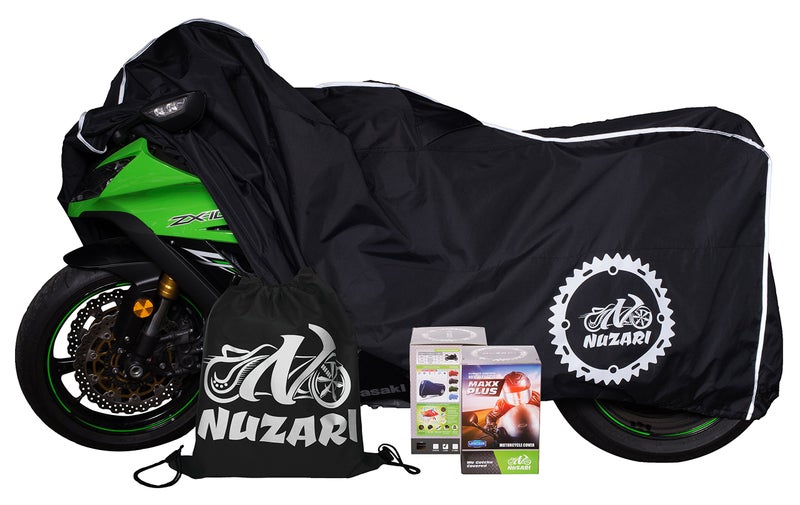 Nuzari Heavy Duty Motorcycle Cover - Waterproof Outdoor Bike Storage - Dirt Bike Covers (Black, Medium) - Image 3