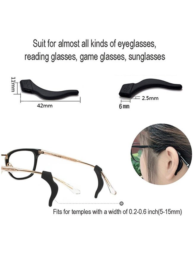 10 Pairs Eyeglass Ear Grips, Eyeglass Anti-slip Earhook, Eyeglass Strap Holder, Soft Silicone Eyeglass Temple Tips Sleeve Retainer for Reading Glasses Sunglasses Eyeglasses Black/White - Image 2