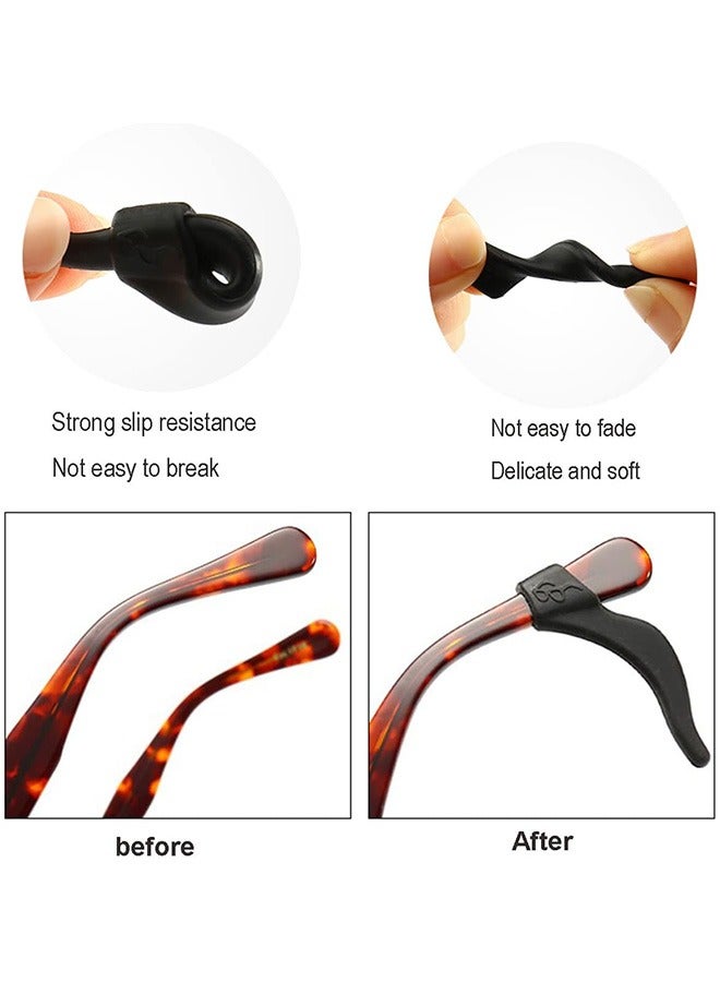 10 Pairs Eyeglass Ear Grips, Eyeglass Anti-slip Earhook, Eyeglass Strap Holder, Soft Silicone Eyeglass Temple Tips Sleeve Retainer for Reading Glasses Sunglasses Eyeglasses Black/White - Image 3