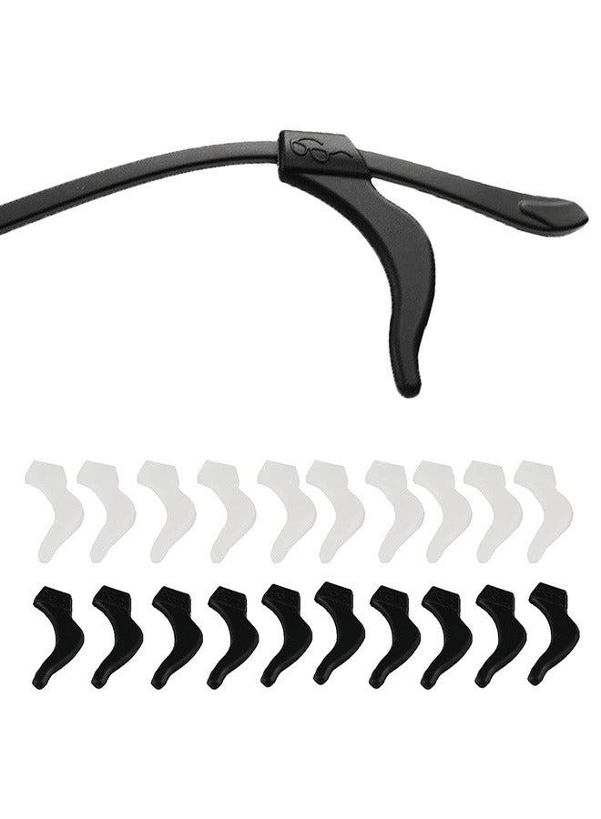 10 Pairs Eyeglass Ear Grips, Eyeglass Anti-slip Earhook, Eyeglass Strap Holder, Soft Silicone Eyeglass Temple Tips Sleeve Retainer for Reading Glasses Sunglasses Eyeglasses Black/White - Image 1
