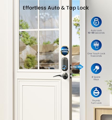 Veise Keyless Entry Door Lock with 2 Lever Handles - Electronic Keypad Deadbolt, Auto Lock, Back Lit & Easy Installation Design, Front Door Handle Sets, Matte Black - Image 3