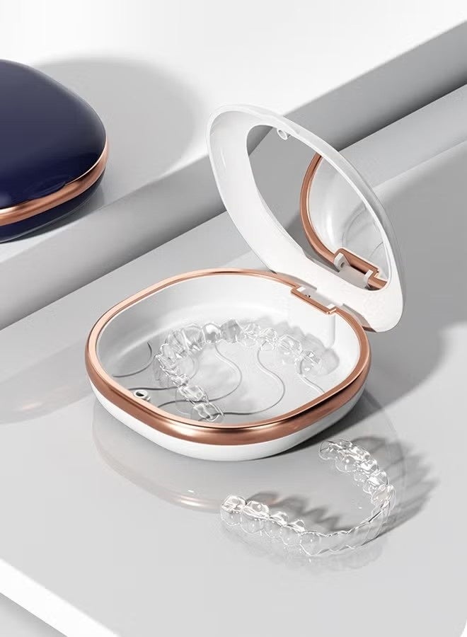 Happy D Oral Care Teeth Tooth Invisible Orthodontic Appliance Aligner Retainer Braces Storage Box Organizer Container Case (White with Mirror) - Image 2