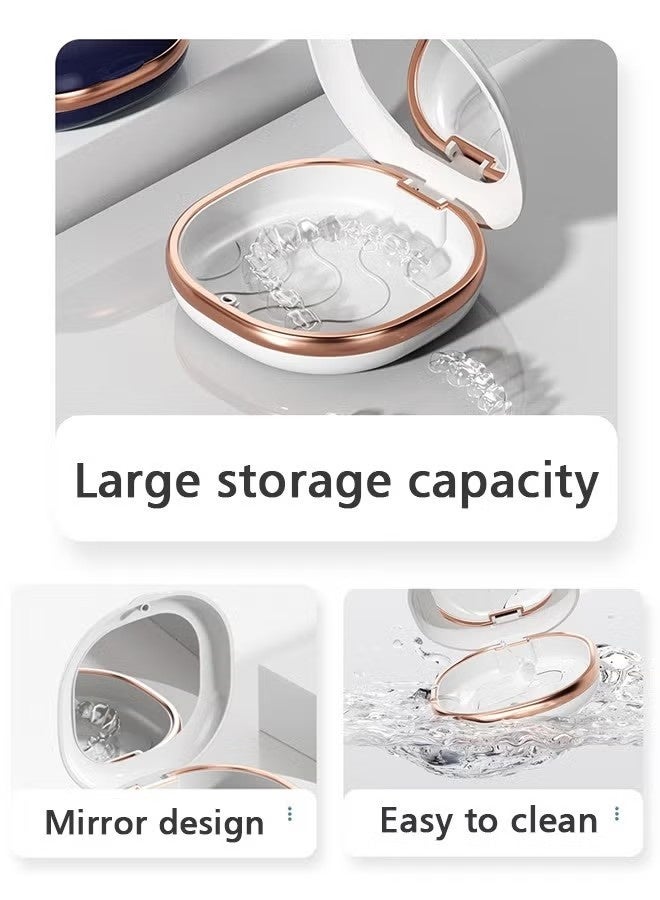 Happy D Oral Care Teeth Tooth Invisible Orthodontic Appliance Aligner Retainer Braces Storage Box Organizer Container Case (White with Mirror) - Image 5