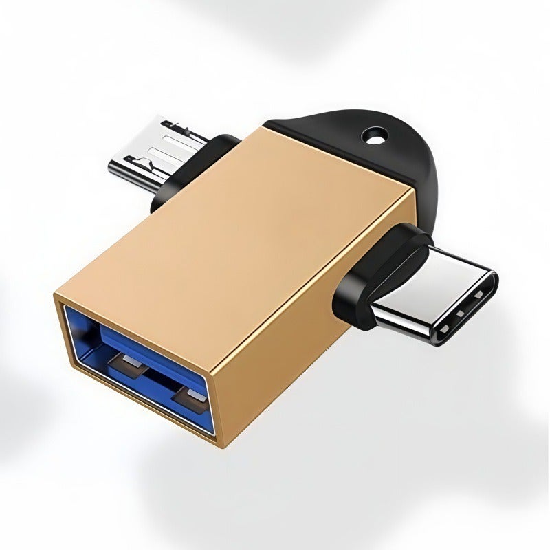 محول OTG من Type-C إلى Micro USB مع USB 3.0 وقارئ بطاقات الذاكرة - Image 1