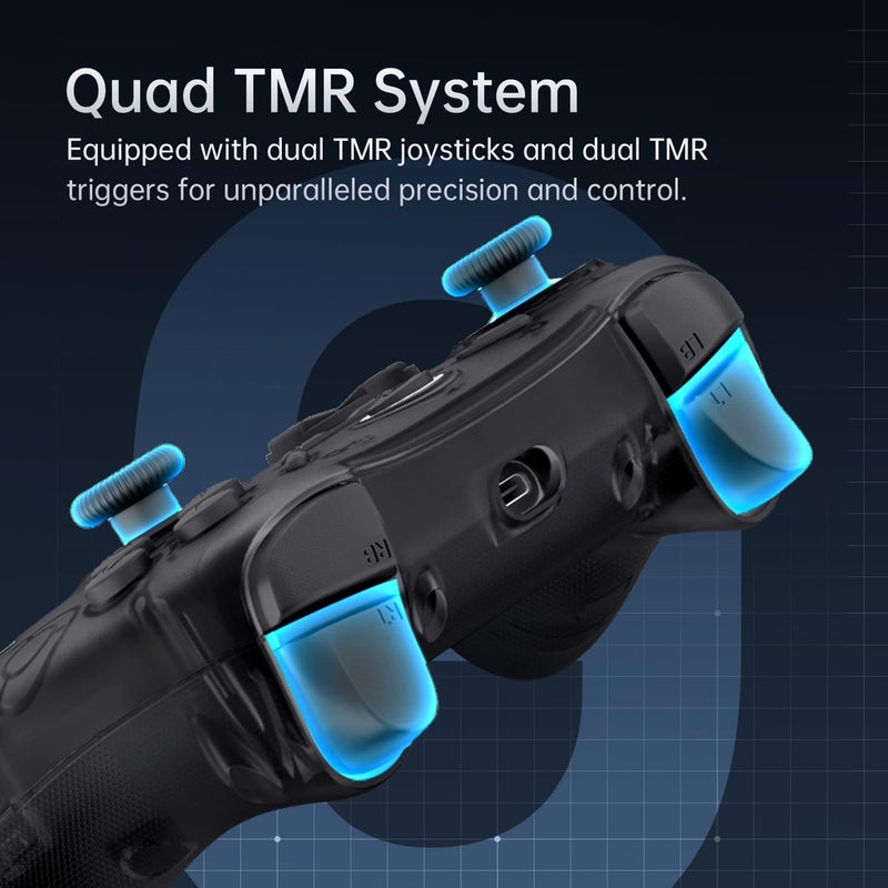 MACHENIKE G1 Pro Wireless PC Gaming Controller - TMR Effect Sticks & Triggers, 1000Hz Polling, Tri-Mode 2.4G/Bluetooth/Wired Gamepad, Multiplatform - PC/Windows/Android/iOS/Switch, Turbo, 600mAH battery (Carbon Ghost – Black Colour) - Image 5