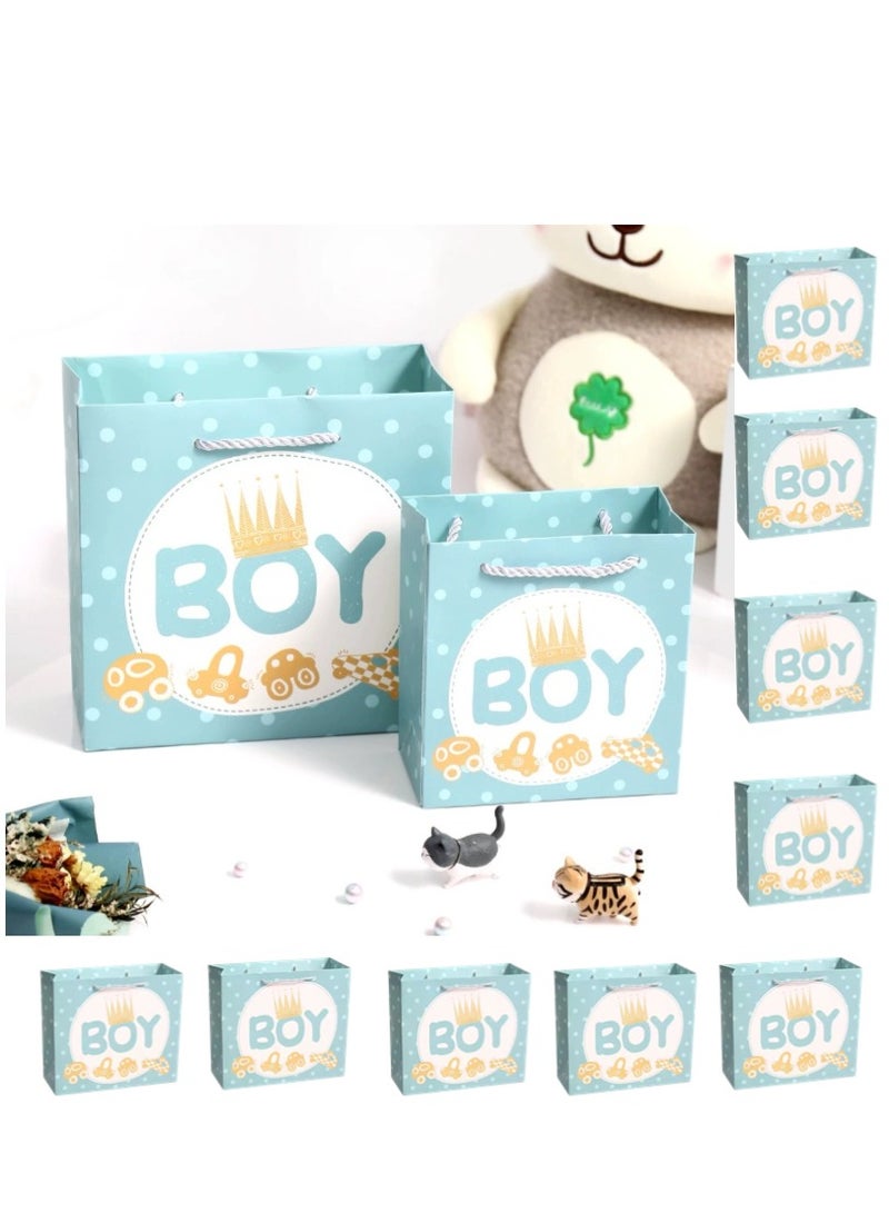 10 Pieces Luxury Boy Gift Paper Bags Kids Personalized Fold Boutique Birthday Party Shopping Bags Rope Handle - Image 1