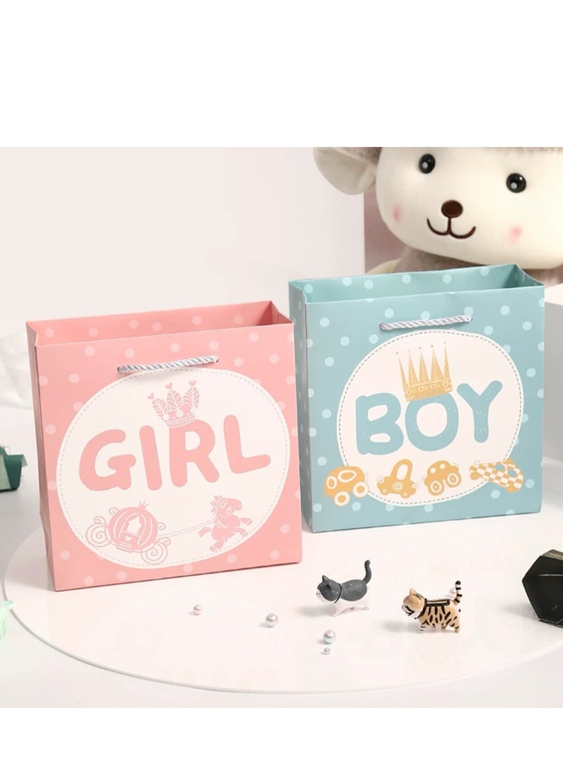 10 Pieces Luxury Boy Gift Paper Bags Kids Personalized Fold Boutique Birthday Party Shopping Bags Rope Handle - Image 2