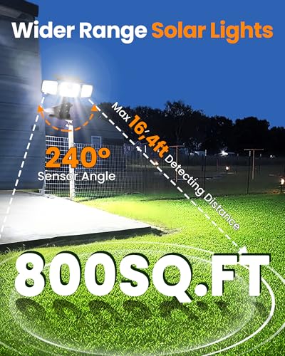 LIFENGSOLER Clip on Solar Lights, 1500LM Motion Sensor Security Lights with Remote Control, 270°Wide Angle Solar Flood Light, 3 Heads High Bright Solar Lights Outdoor Waterproof for Fence Gutter Yard（1Pack） - Image 2