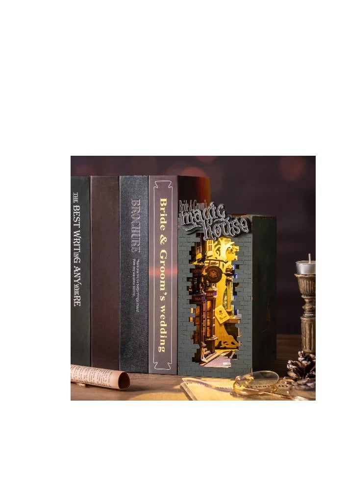 Robotime Rolife Magic House DIY Book Nook Shelf Insert TGB03, Assembly Brain Teaser 3D Wooden Puzzle DIY Build Model Crafts Kits, Unique Home Decor Birthday Gifts for Teens or Adults - Image 2